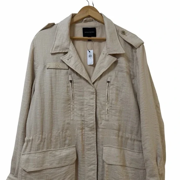 Banana Republic Womens French Utility Field Textured Jacket Size XL Oyster Gray - Picture 4 of 13